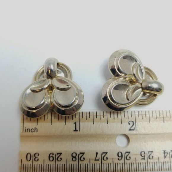 Vintage 50s 60s Style Clip On Earrings, Retro Modern Design, Estate - Picture 3 of 6